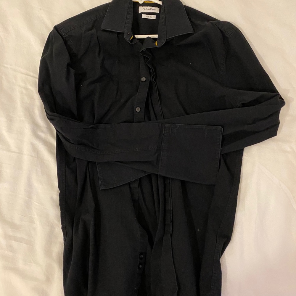 Calvin Klein black button up shirt